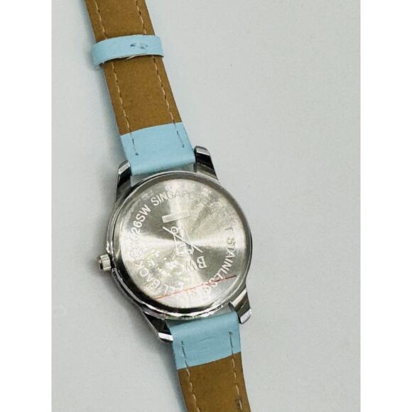 Ladies BWC Dressy Sparkly Round Silver Tone Blue Faux Leather Analog Watch F5 - Picture 7 of 7